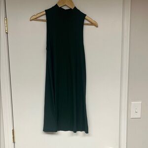 Topshop Sleeveless Mock Neck Mini Dress in Dark Green